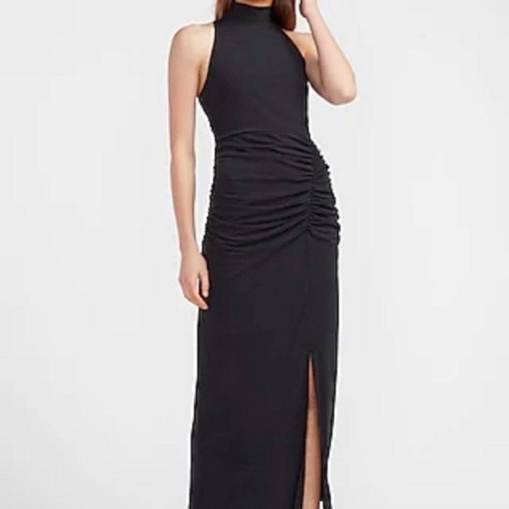 NWT Gorgerous Express MockNeck Halter Runched Midi Dress XS